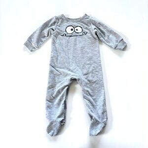 Lullaby‎ Lane Boys 6-9 Month Romper Outfit Gray Monster Snap Closure